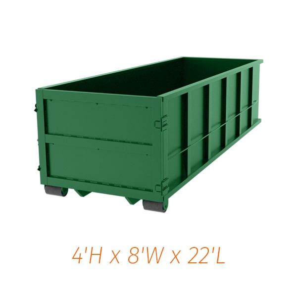 20-yard dumpsters are available for both commercial and residential use